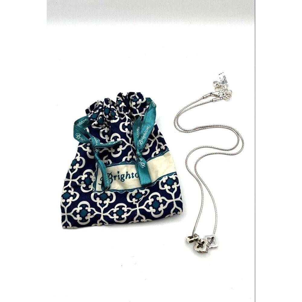 Brighton Silver Tone & Rhinestone Geometric Bead Necklace
